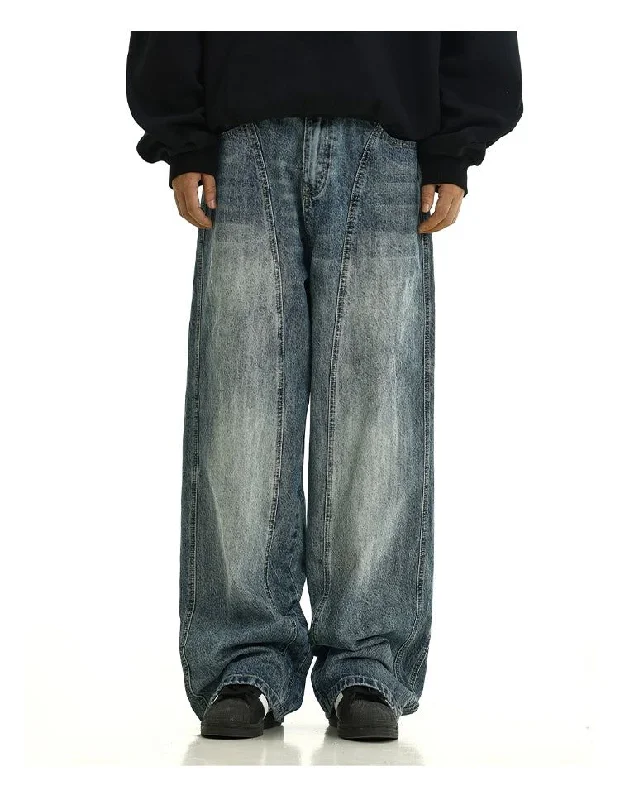 Shop Now Washed Seam Detail Wide Jeans