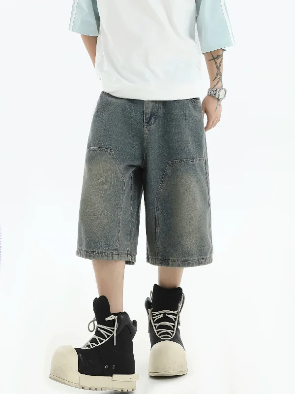 Special Price Washed Wide Denim Shorts
