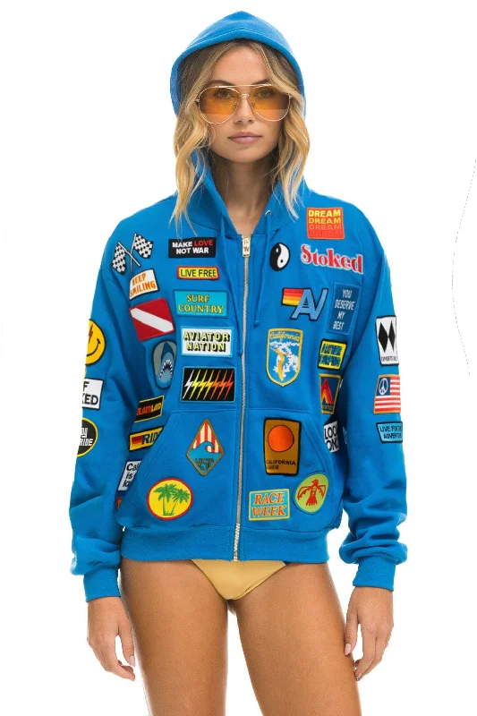 Savings Bonanza VINTAGE PATCH ZIP HOODIE RELAXED - OCEAN