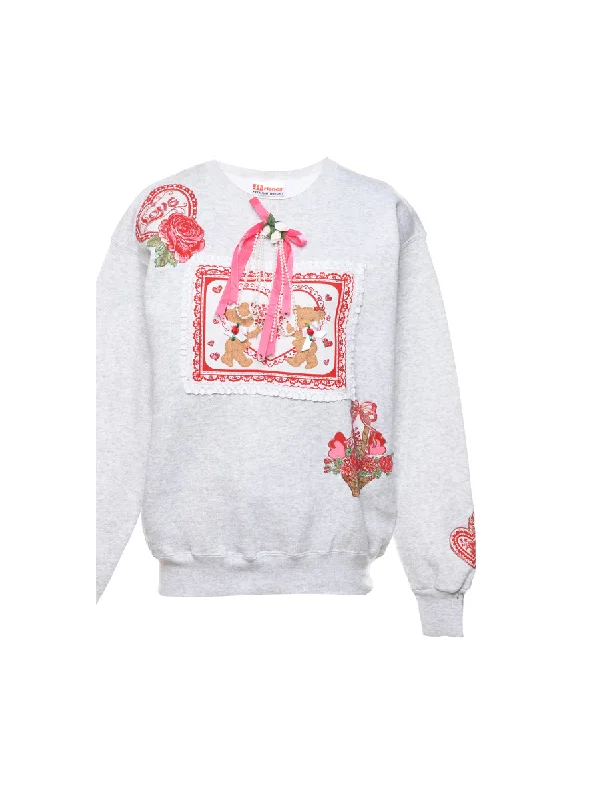 Quick Sale Teddy Bear Print Christmas Sweatshirt - M