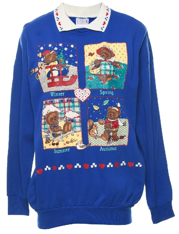 Special Discount Teddy Bear Print Christmas Sweatshirt - S