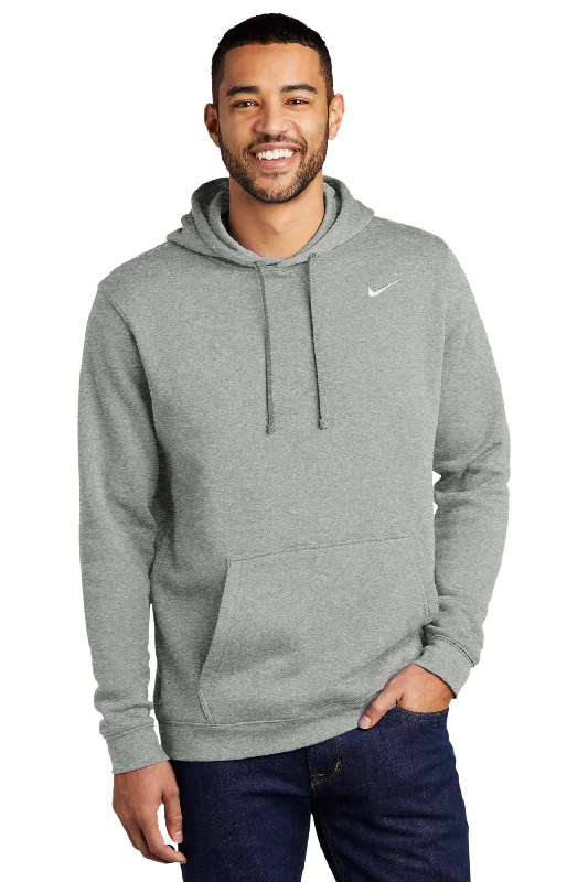 Limited Supply Nike Mens Club Fleece Hooded Sweatshirt Hoodie w/ Pouch Pocket - Heather Dark Grey