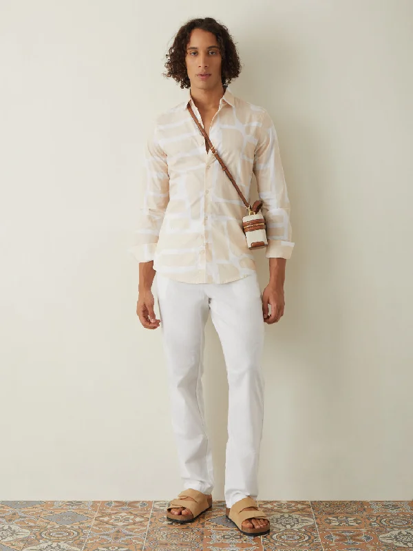 Super Bargain Beige Printed Casual Shirt