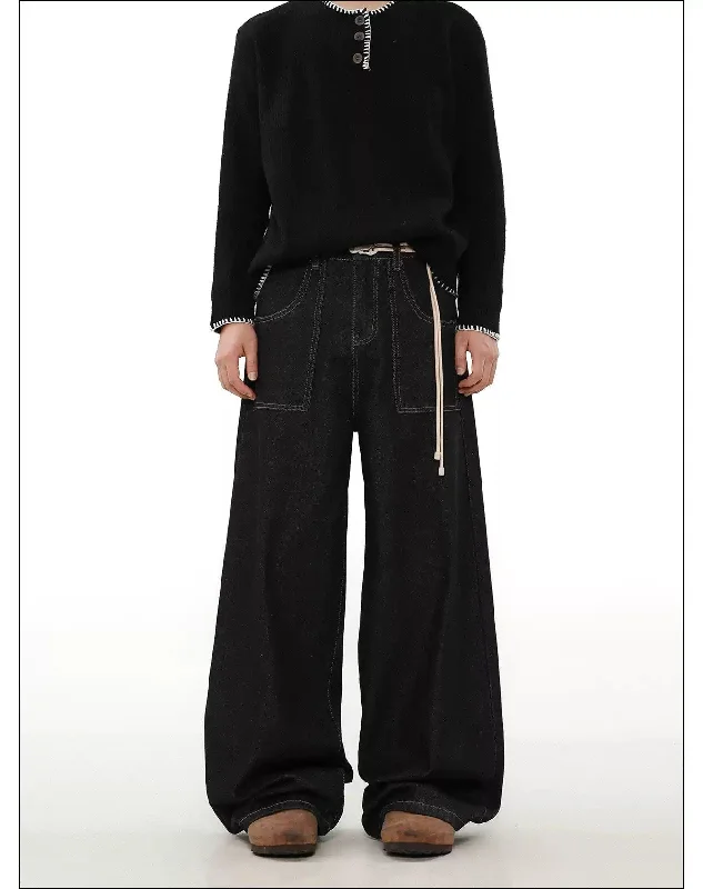 Lowest Price Side Pockets Wide Jeans
