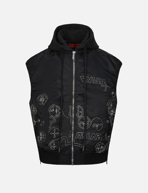 One-Day Only Allover Embroidery Padded Loose Fit Vest