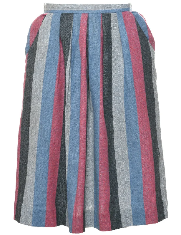 Weekend Deals to Make You Happy Striped Pleated Skirt - S