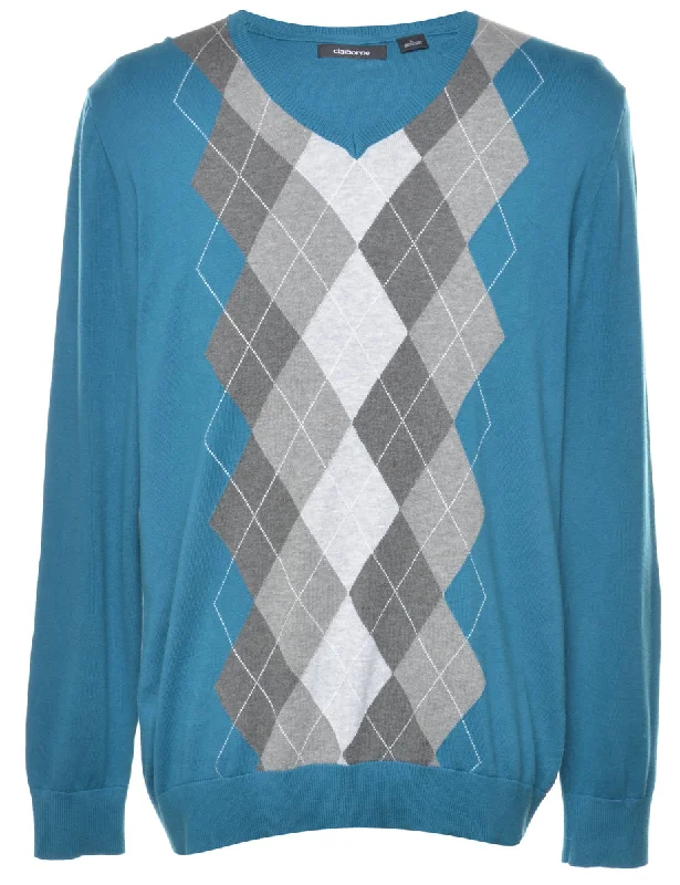 Savings Event Teal Argyle Jumper - L