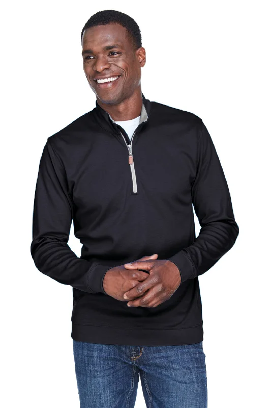 Deal Mania Devon & Jones Mens DryTec20 Performance Moisture Wicking 1/4 Zip Sweatshirt - Black