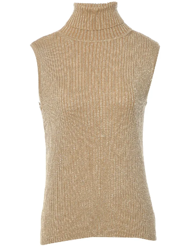 Clearance Sale Sweater Polo Neck Vest - S