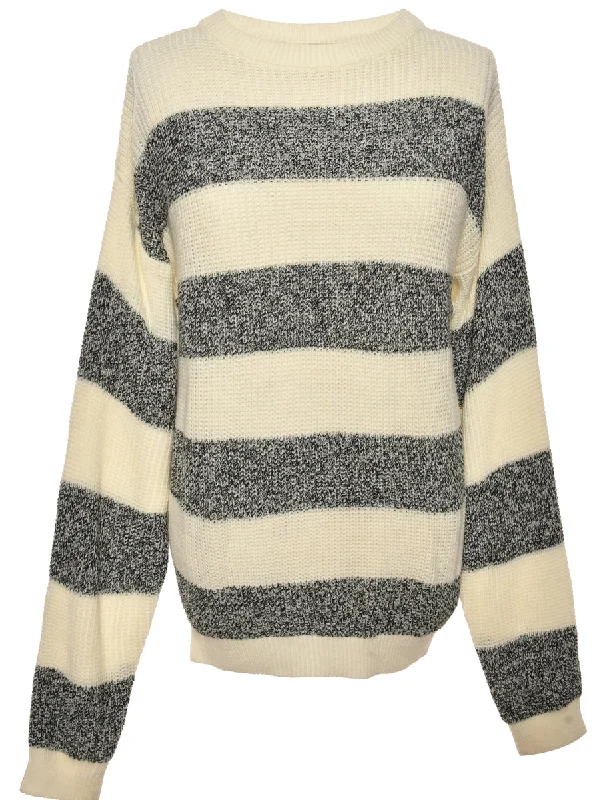 Weekend Bargains Just for You Striped Patterned Cream Jumper - S